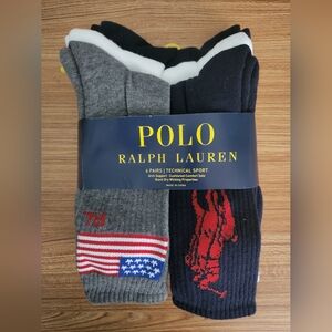 Polo by Ralph Lauren Men's Gray and Black Athletic 6Pair Socks (Assortment)